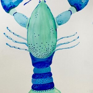 Original Watercolor Blue Lobster