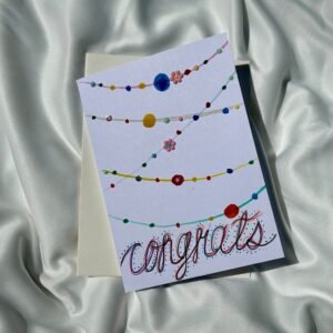 Handmade Streamer Celebration Card - "Congrats"