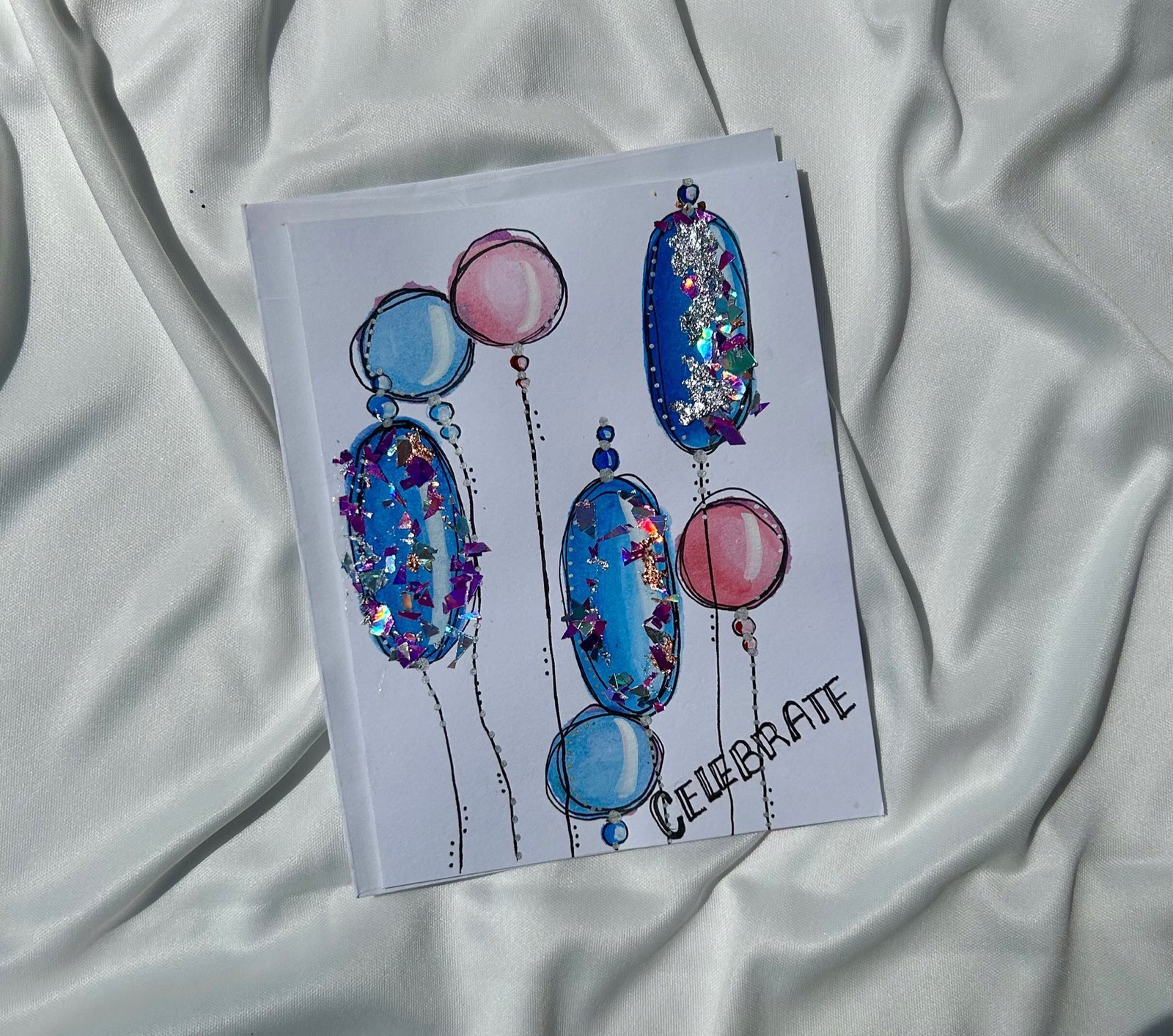 Acrylic Painted Ornaments Celebration Card - "Celebrate" - Image 3