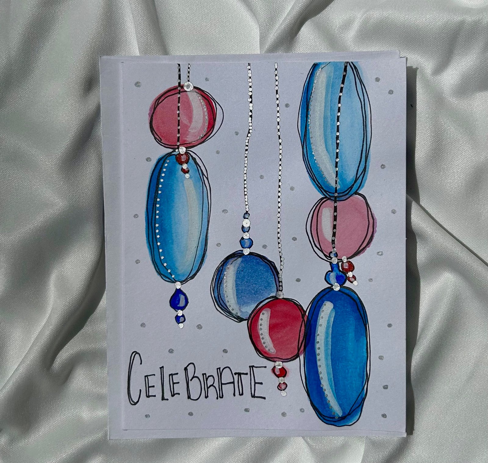 Acrylic Painted Ornaments Celebration Card - "Celebrate" - Image 4