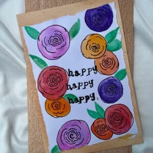 Acrylic Floral Birthday Card - "Happy Happy Birthday"