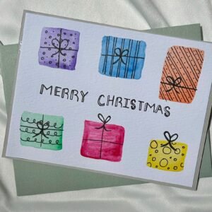 Watercolor Gifts Holiday Card | "Merry Christmas"