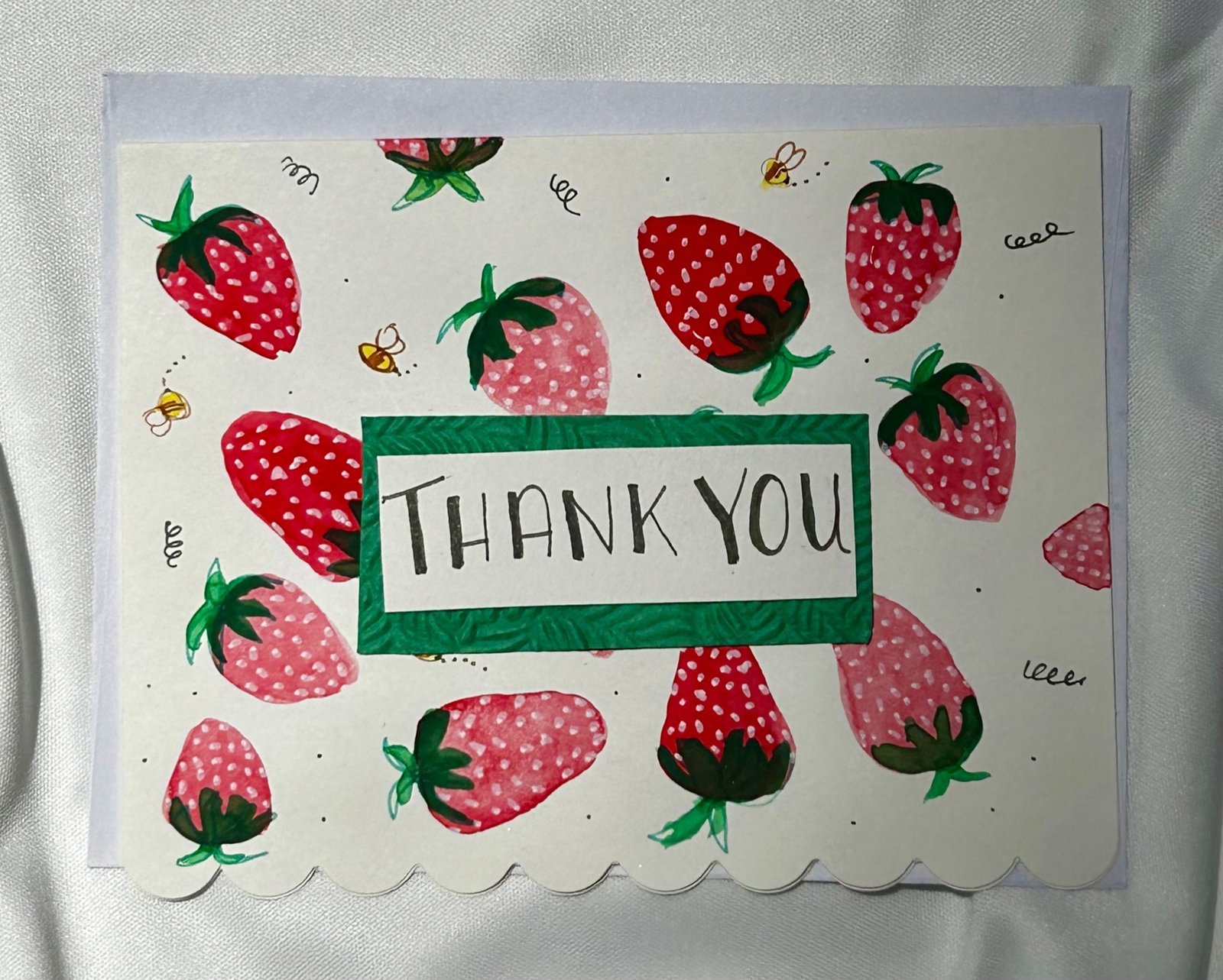 Watercolor Strawberry Thank You Card - "Thank You Berry Much" - Image 3