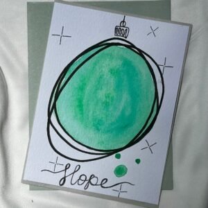 Green Ornament Watercolor Holiday Card – "Hope"
