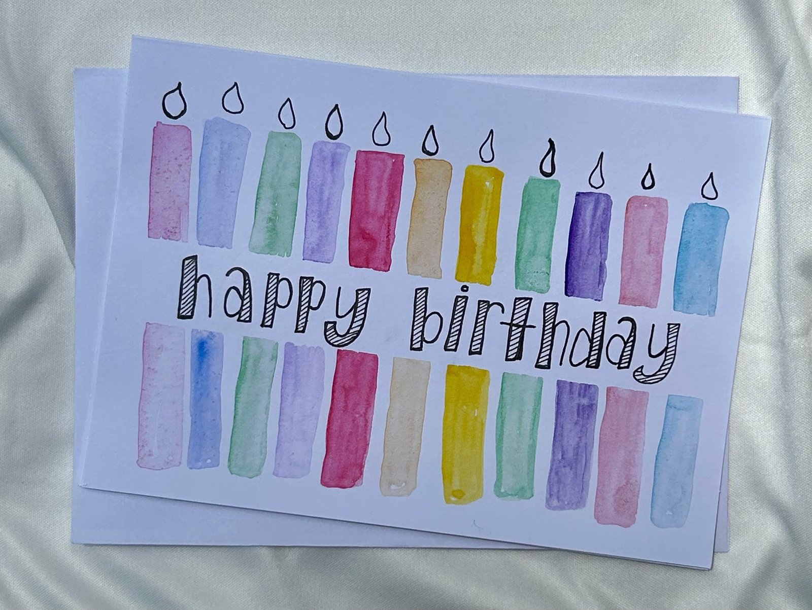 Watercolor Birthday Candles Greeting Card - "Happy Birthday" - Image 4