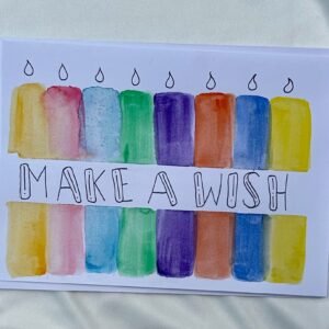 Watercolor Candles Birthday Card - "Make A Wish"