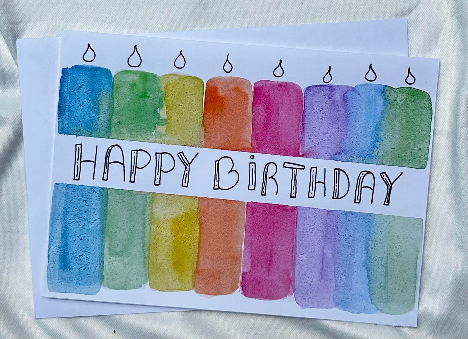 Watercolor Birthday Candles Greeting Card - "Happy Birthday" - Image 5