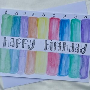 Watercolor Birthday Candles Greeting Card - "Happy Birthday"