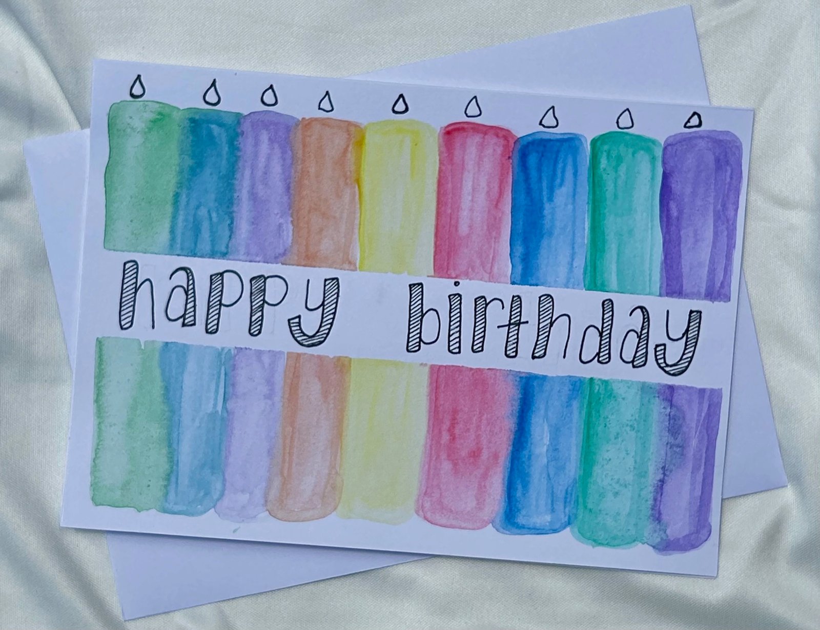 Watercolor Birthday Candles Greeting Card - "Happy Birthday"